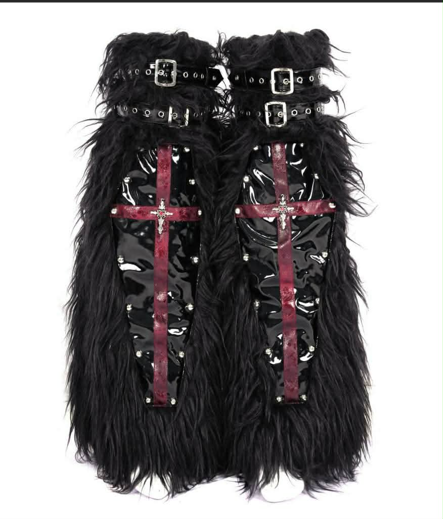 ocieplacze na nogi DEVIL FASHION - Black and Red Gothic Punk