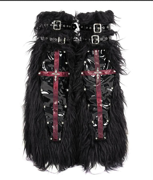 ocieplacze na nogi DEVIL FASHION - Black and Red Gothic Punk
